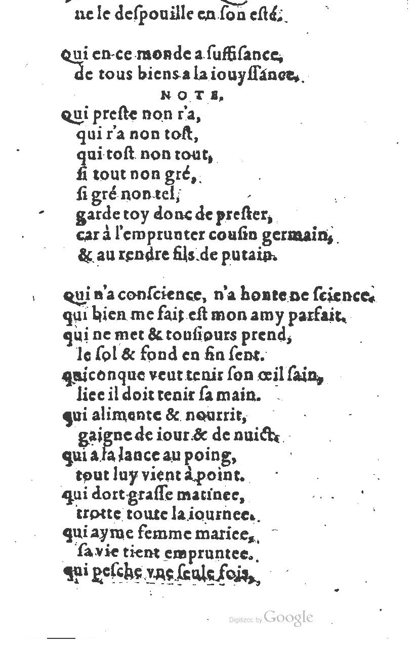 1581 - Nicolas Bonfons  - Trésor des sentences dorées - Princeton