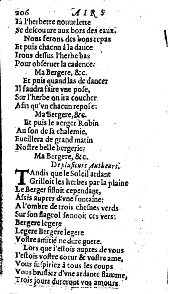 1606 - Théodore Reinsart - Trésor des chansons amoureuses recueillies des plus excellents airs de cour - Livre I - NK ČR Prague