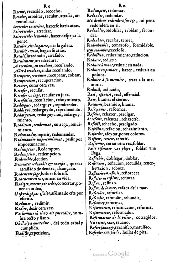 1621 - Adrian Tiffaine - Trésor des deux langues espagnole et française - BM Lyon