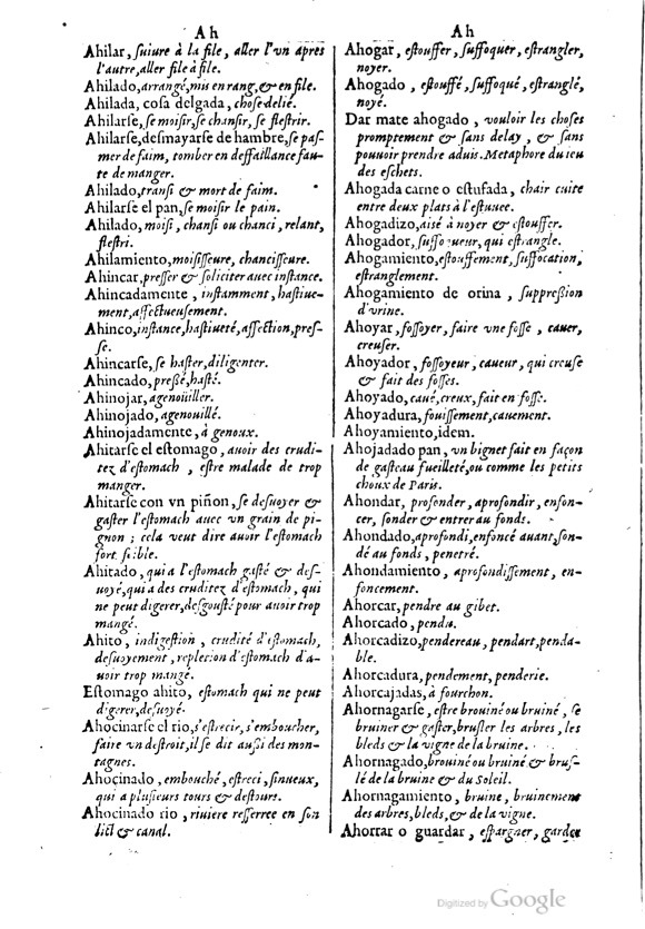 1621 - Adrian Tiffaine - Trésor des deux langues espagnole et française - BM Lyon