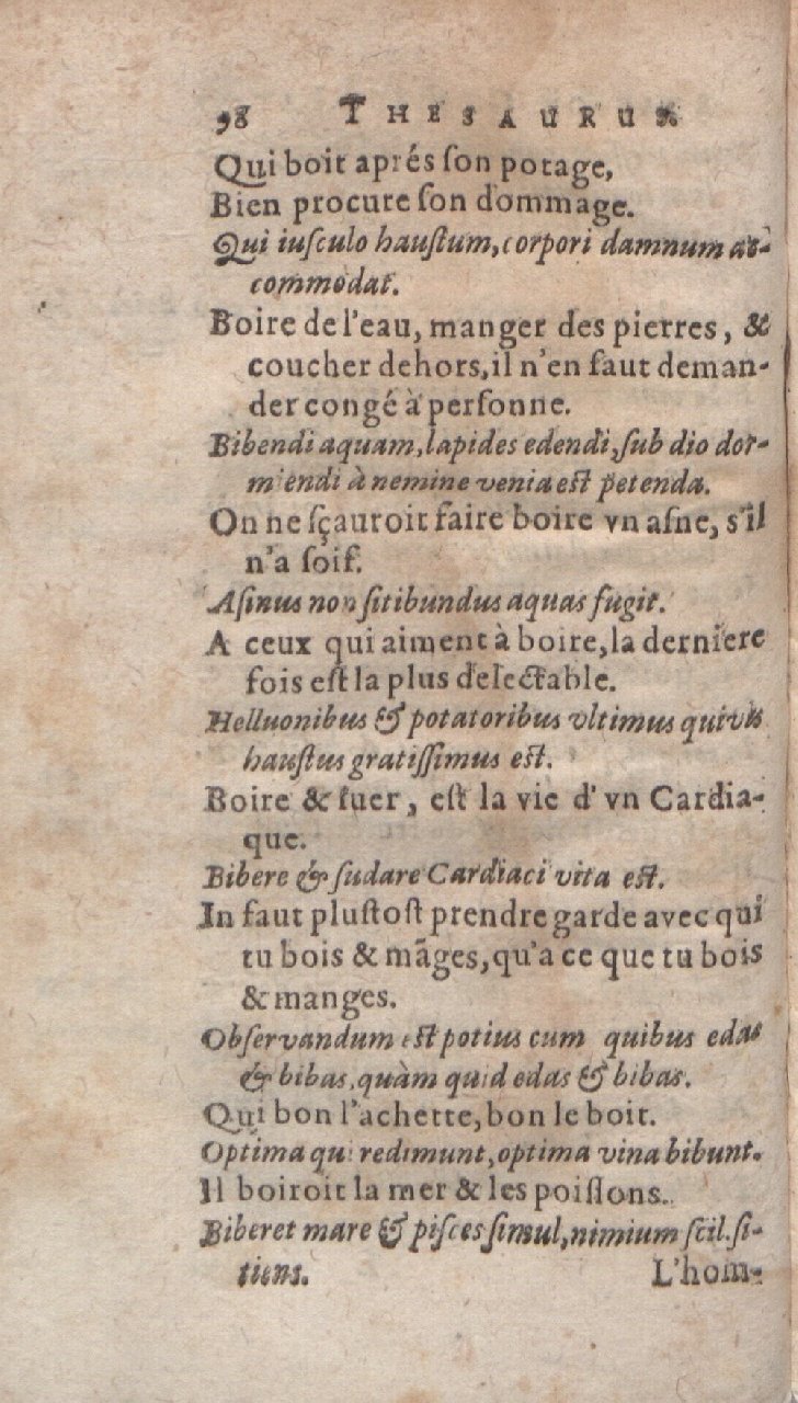 1612 - Dominicus Custos - Trésor des proverbes français  - Bibliopol-Olomuc