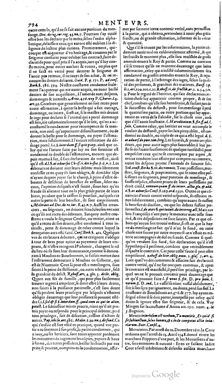 1629 - Veuve Nicolas Buon - Trésor du droit français (21754 T. 2) - BM Lyon