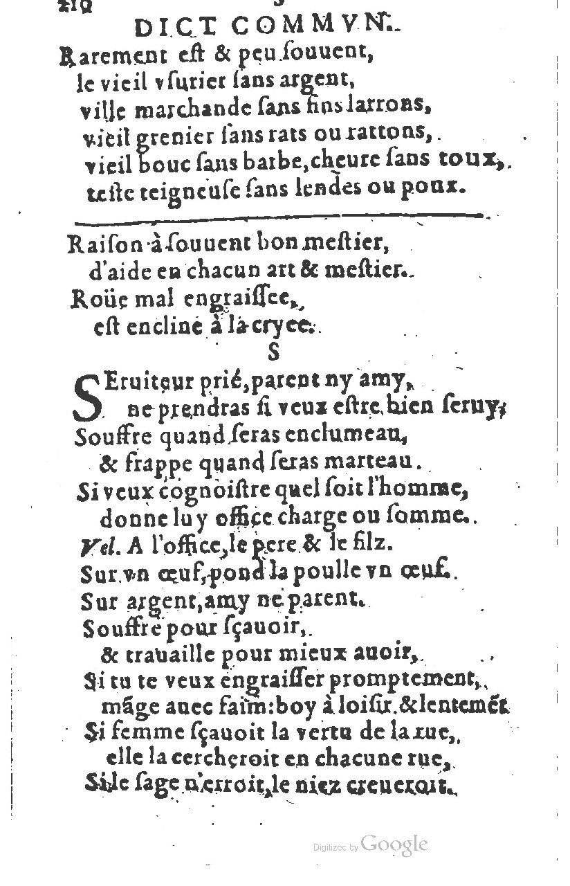 1581 - Nicolas Bonfons  - Trésor des sentences dorées - Princeton