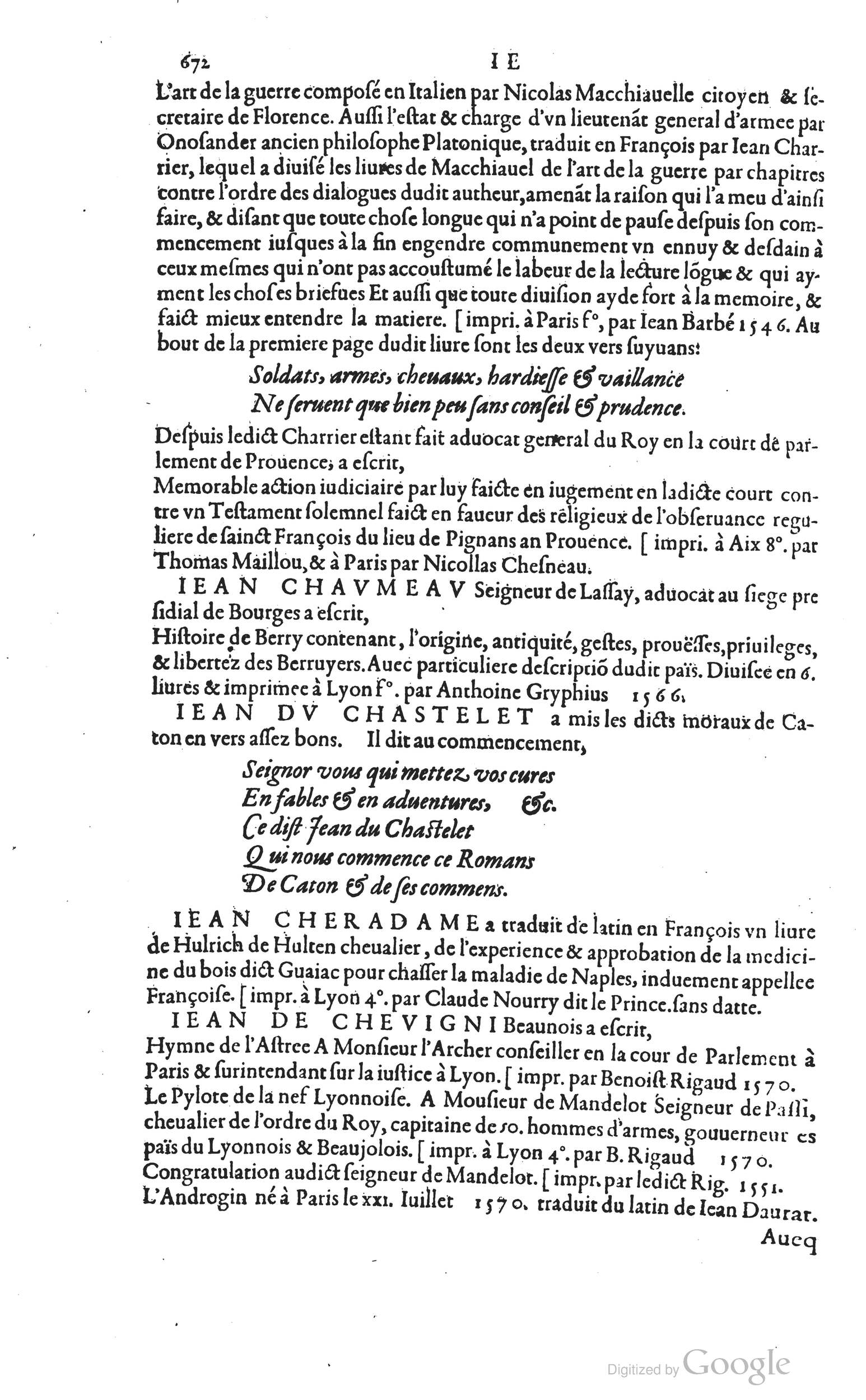 1585 - Barthélemy Honorat - Bibliothèques françaises - BSB Munich