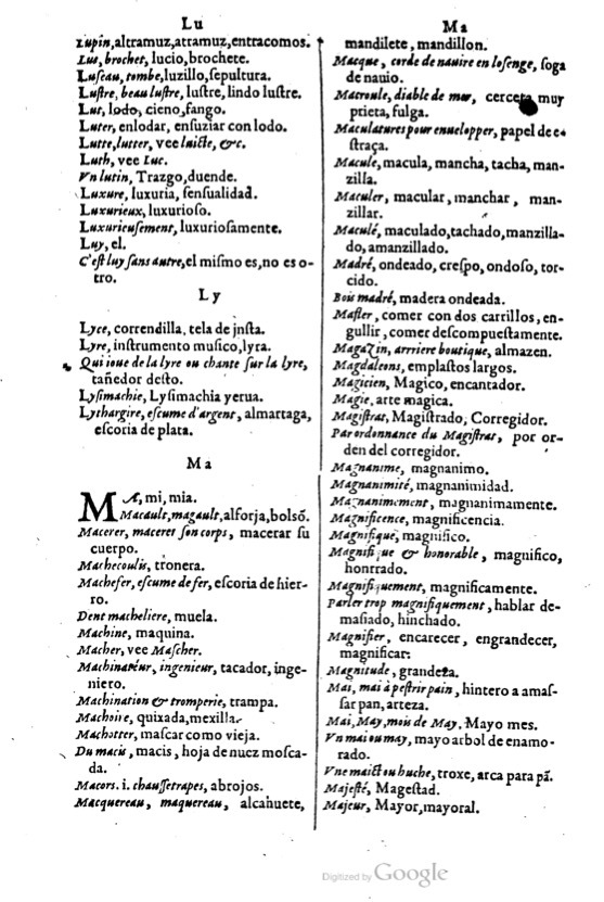 1621 - Adrian Tiffaine - Trésor des deux langues espagnole et française - BM Lyon