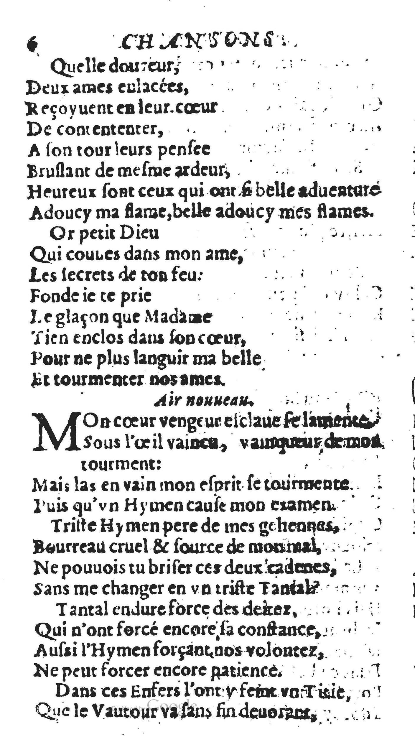 1606 - Théodore Reinsart - Trésor des chansons amoureuses recueillies des plus excellents airs de cour - Livre II - NK ČR Prague