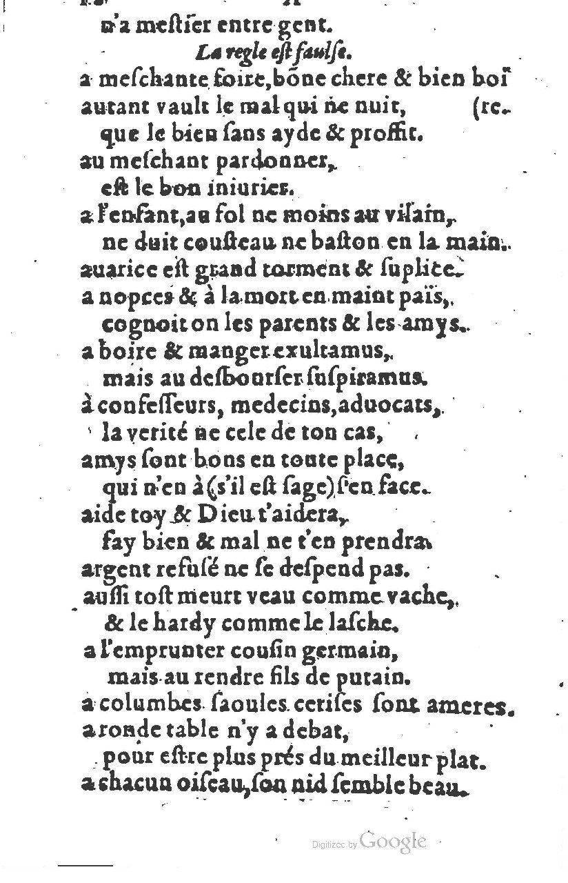 1581 - Nicolas Bonfons  - Trésor des sentences dorées - Princeton
