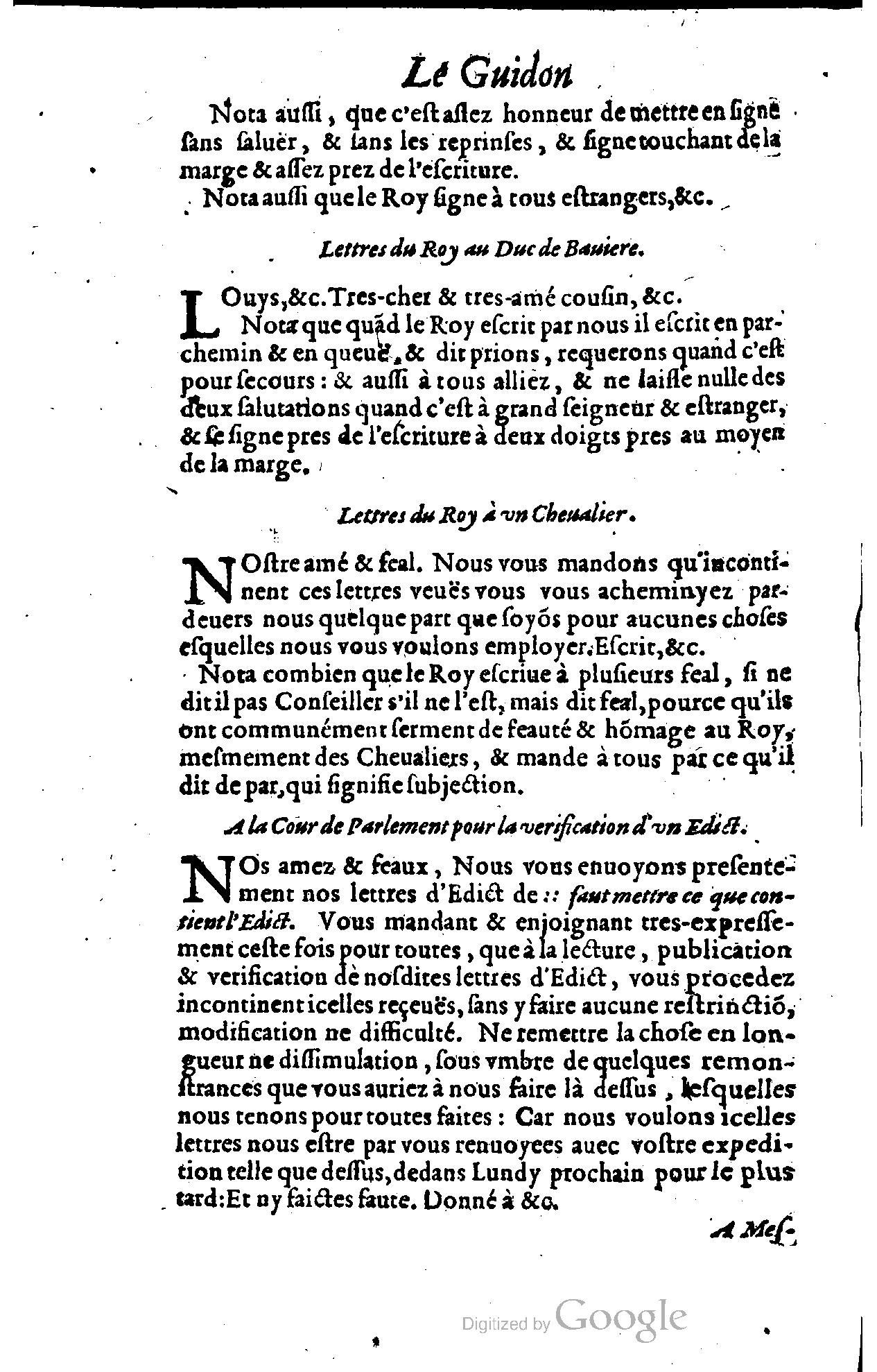 1614 - Jean Richer - Trésor du nouveau style et protocole de la chancellerie de France - BSB Munich