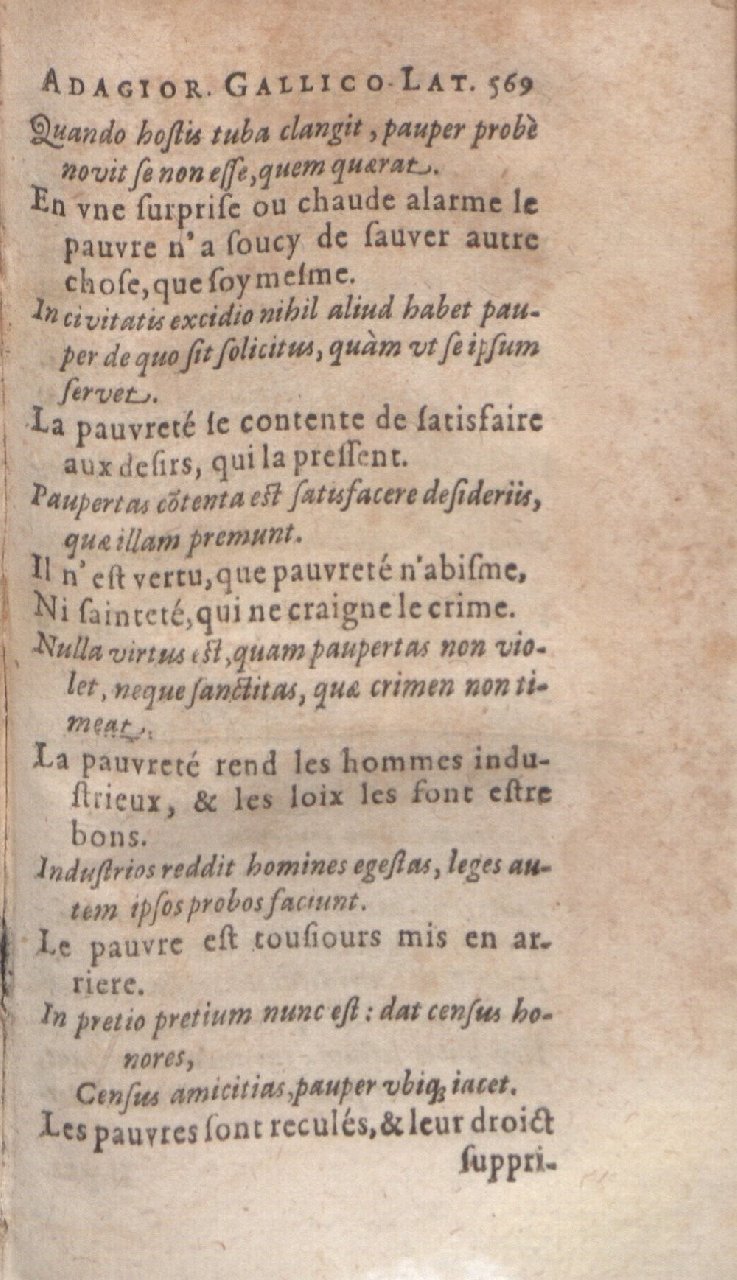 1612 - Dominicus Custos - Trésor des proverbes français  - Bibliopol-Olomuc