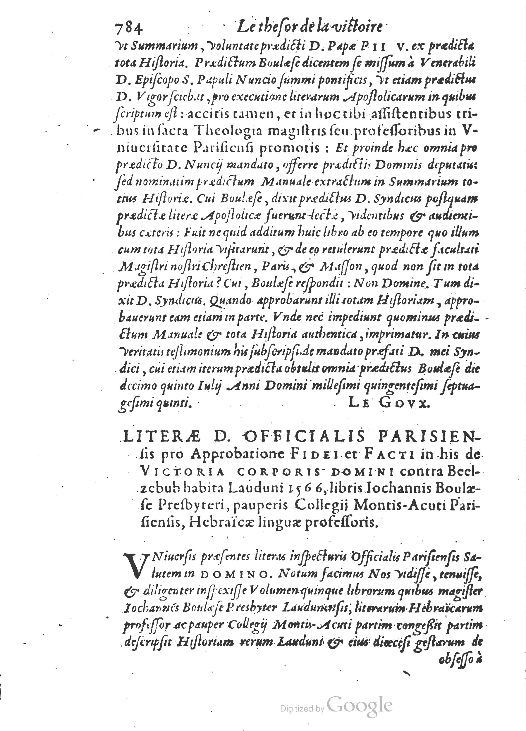 1578 - Nicolas Chesneau - Trésor et entière histoire de la triomphante victoire du corps de Dieu sur l’esprit malin - British Library