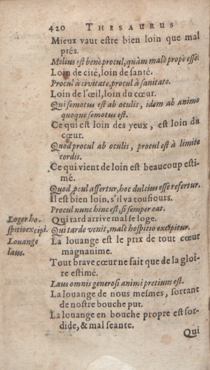 1612 - Dominicus Custos - Trésor des proverbes français  - Bibliopol-Olomuc
