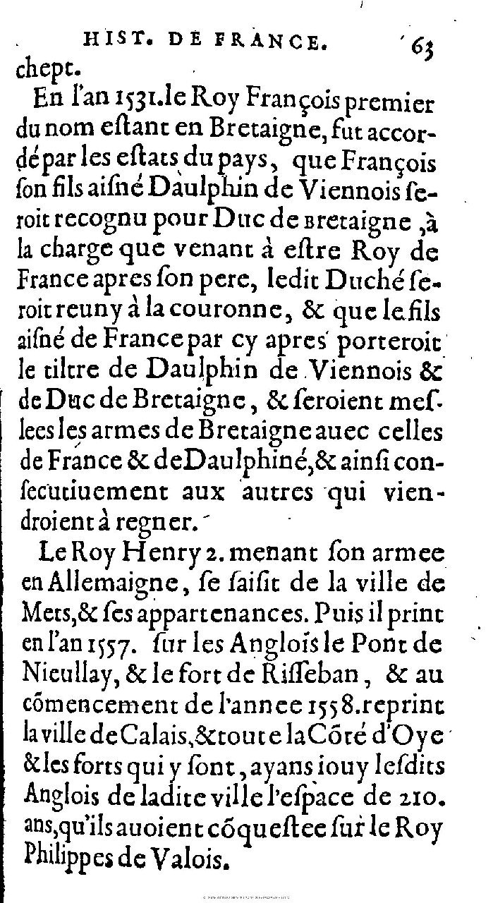 1603 - Galiot Corrozet - Trésor des histoires de France - Michigan