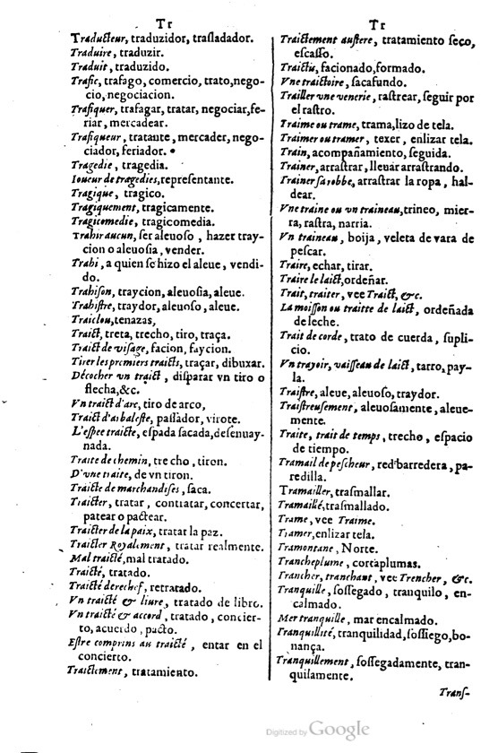1621 - Adrian Tiffaine - Trésor des deux langues espagnole et française - BM Lyon