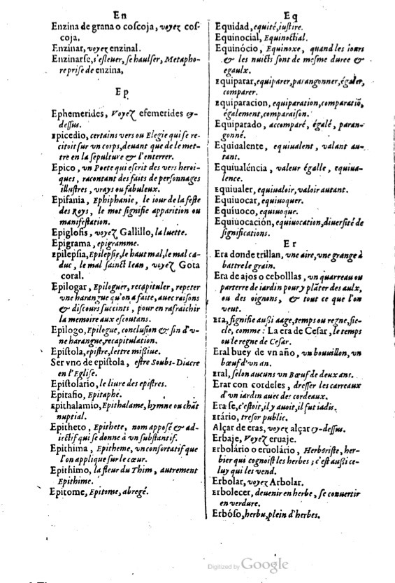 1621 - Adrian Tiffaine - Trésor des deux langues espagnole et française - BM Lyon