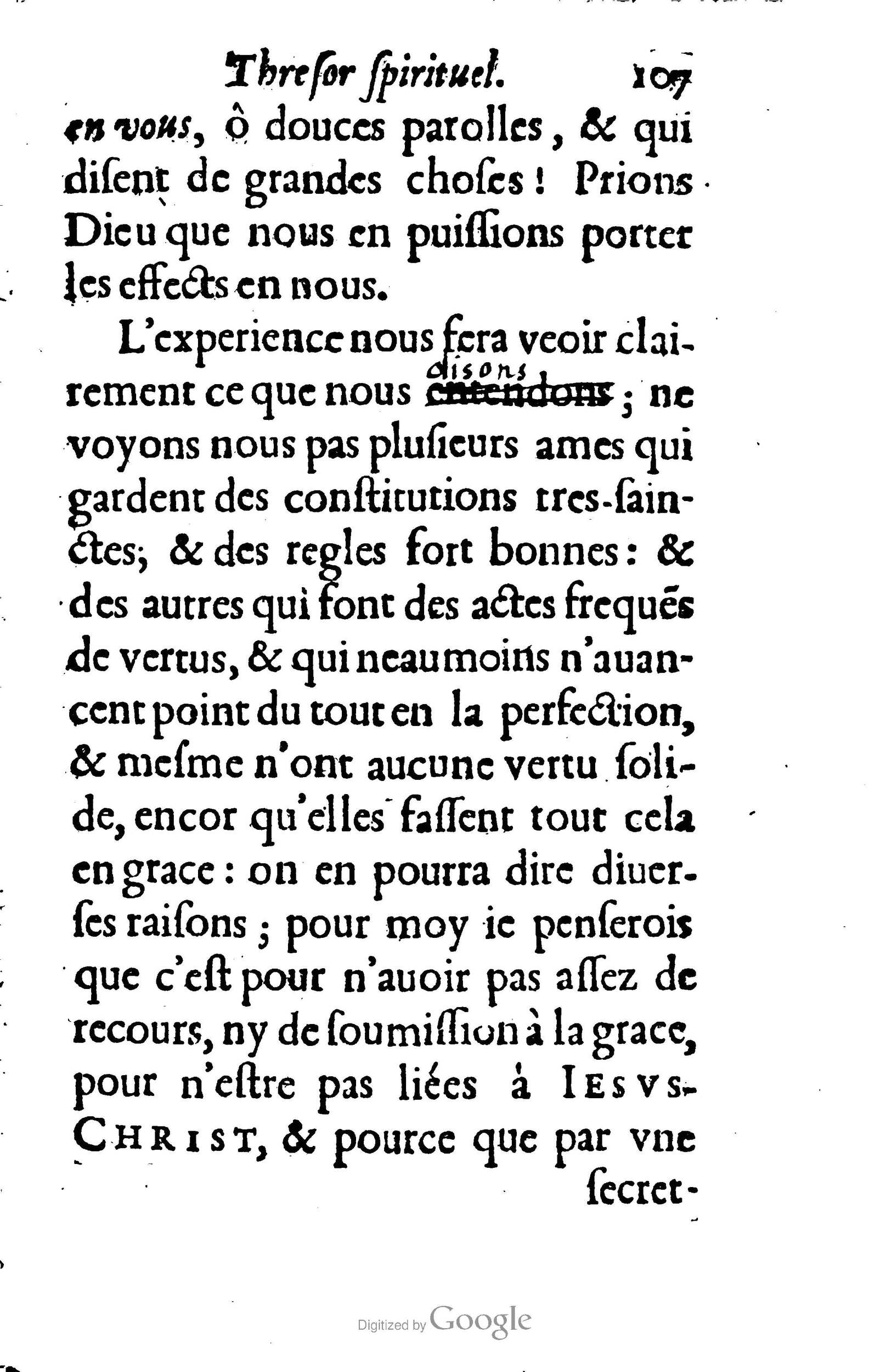 1633 - François Waudré - Trésor spirituel contenant les excellences du christianisme - BM Lyon