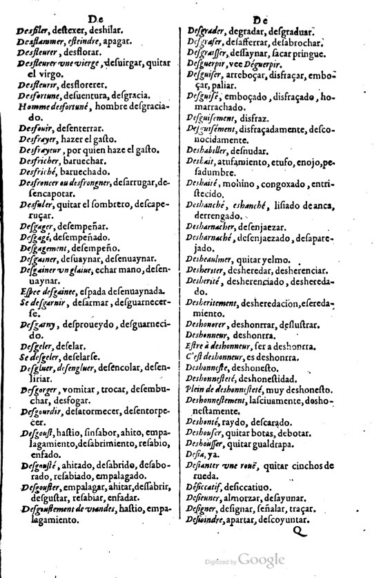 1621 - Adrian Tiffaine - Trésor des deux langues espagnole et française - BM Lyon