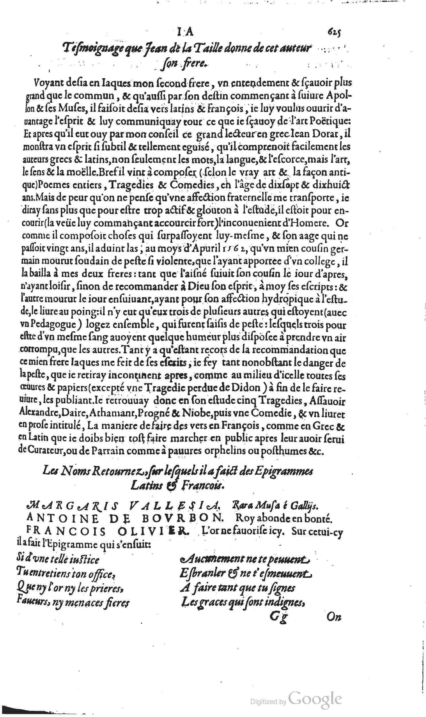 1585 - Barthélemy Honorat - Bibliothèques françaises - BSB Munich