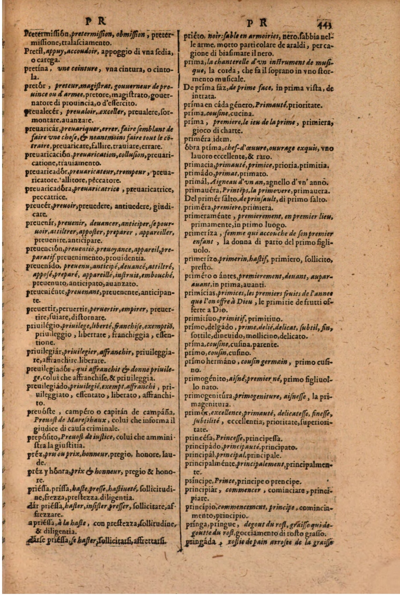 1606 - Samuel Crespin - Thresor des trois langues, francoise, italiene et espagnolle - BSB Munich