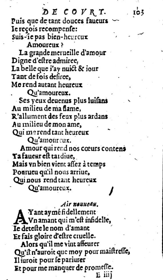 1606 - Théodore Reinsart - Trésor des chansons amoureuses recueillies des plus excellents airs de cour - Livre I - NK ČR Prague