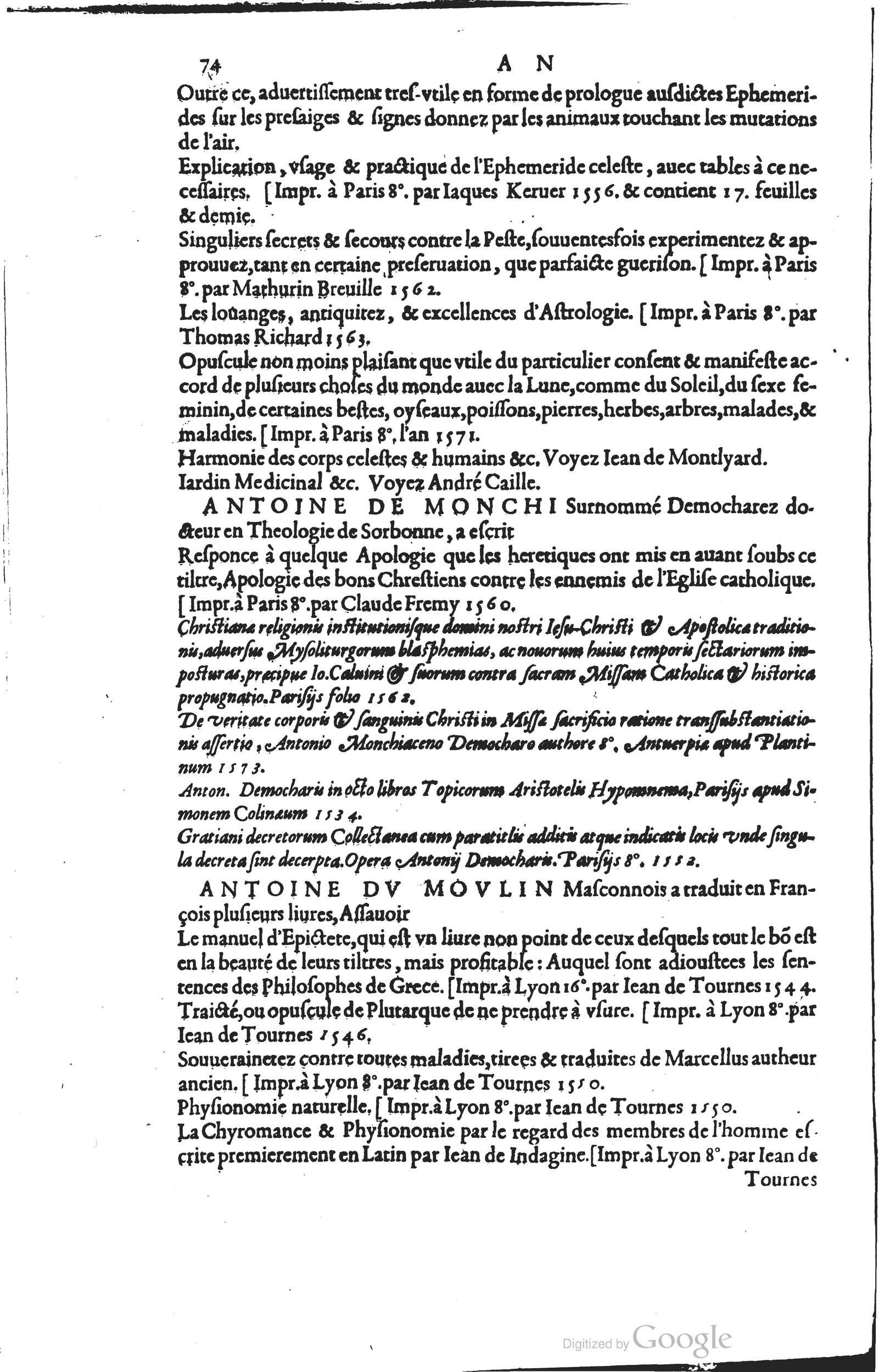 1585 - Barthélemy Honorat - Bibliothèques françaises - BSB Munich