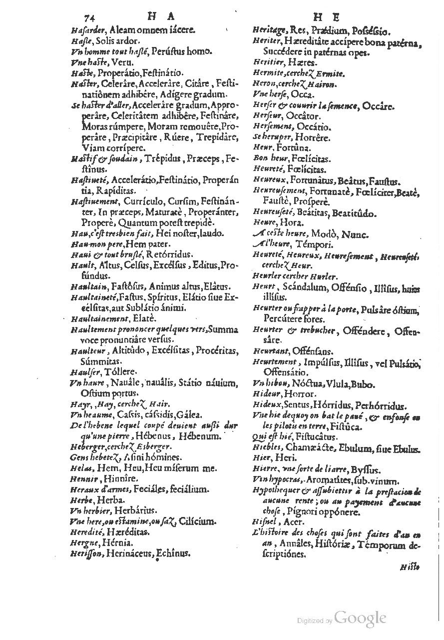 1558 - Guillaume Rouillé - Trésor des mots et traits français - BSB Munich