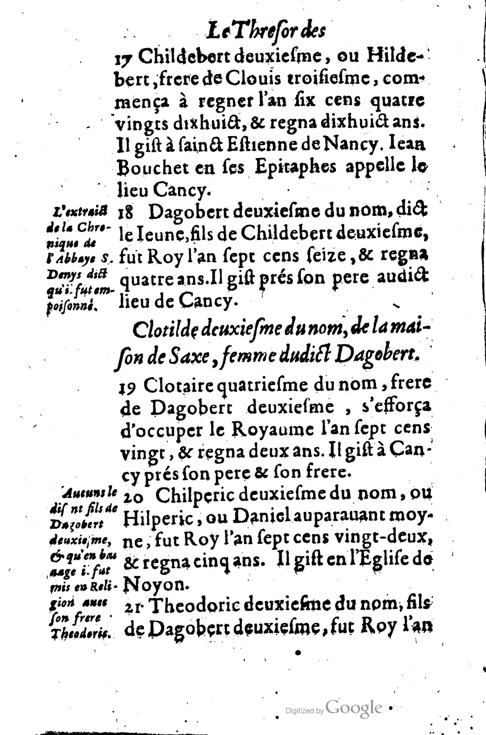 1619 - Jean Corrozet - Trésor des histoires de France - BSB Munich