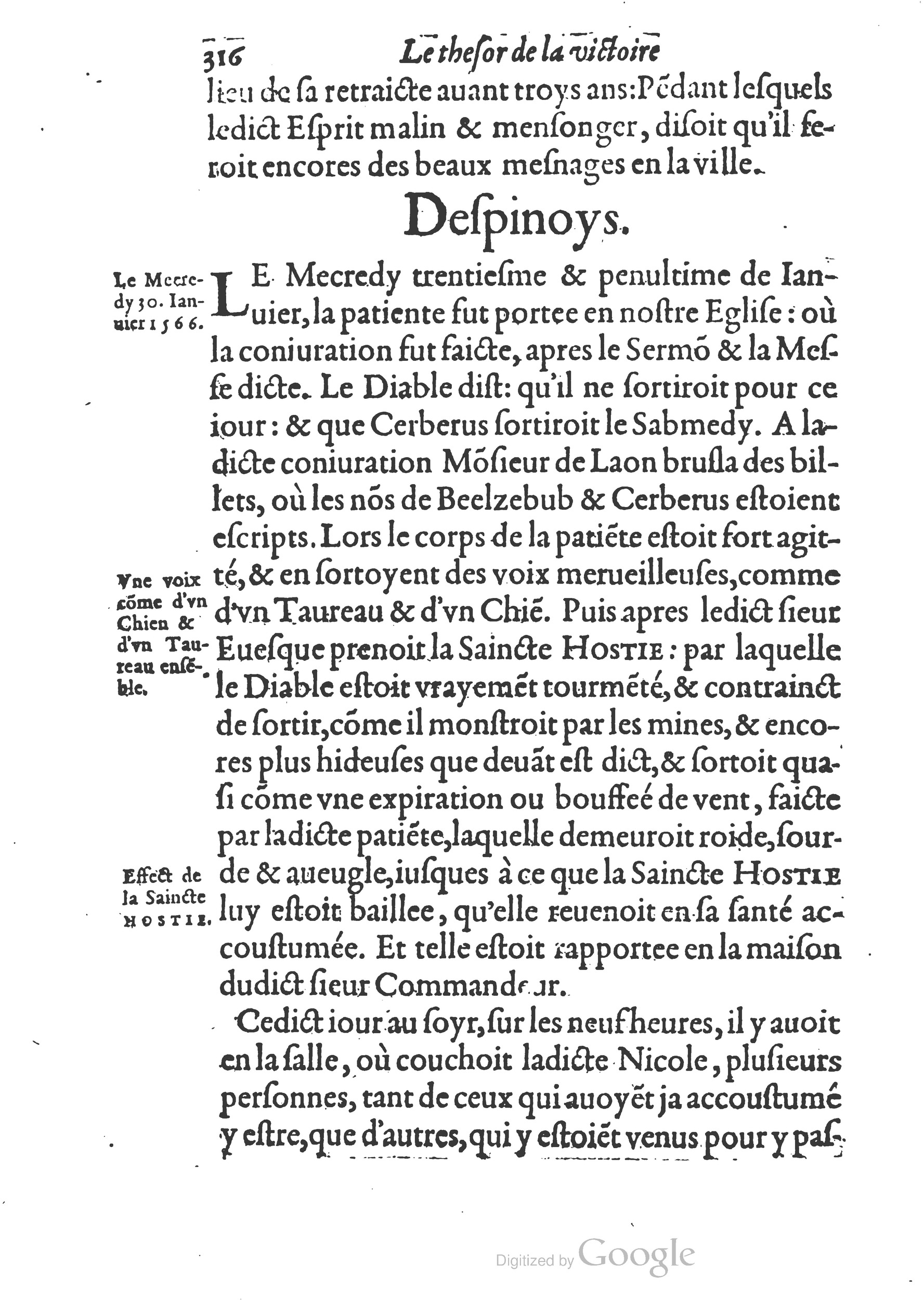 1578 - Nicolas Chesneau - Trésor et entière histoire de la triomphante victoire du corps de Dieu sur l’esprit malin - British Library