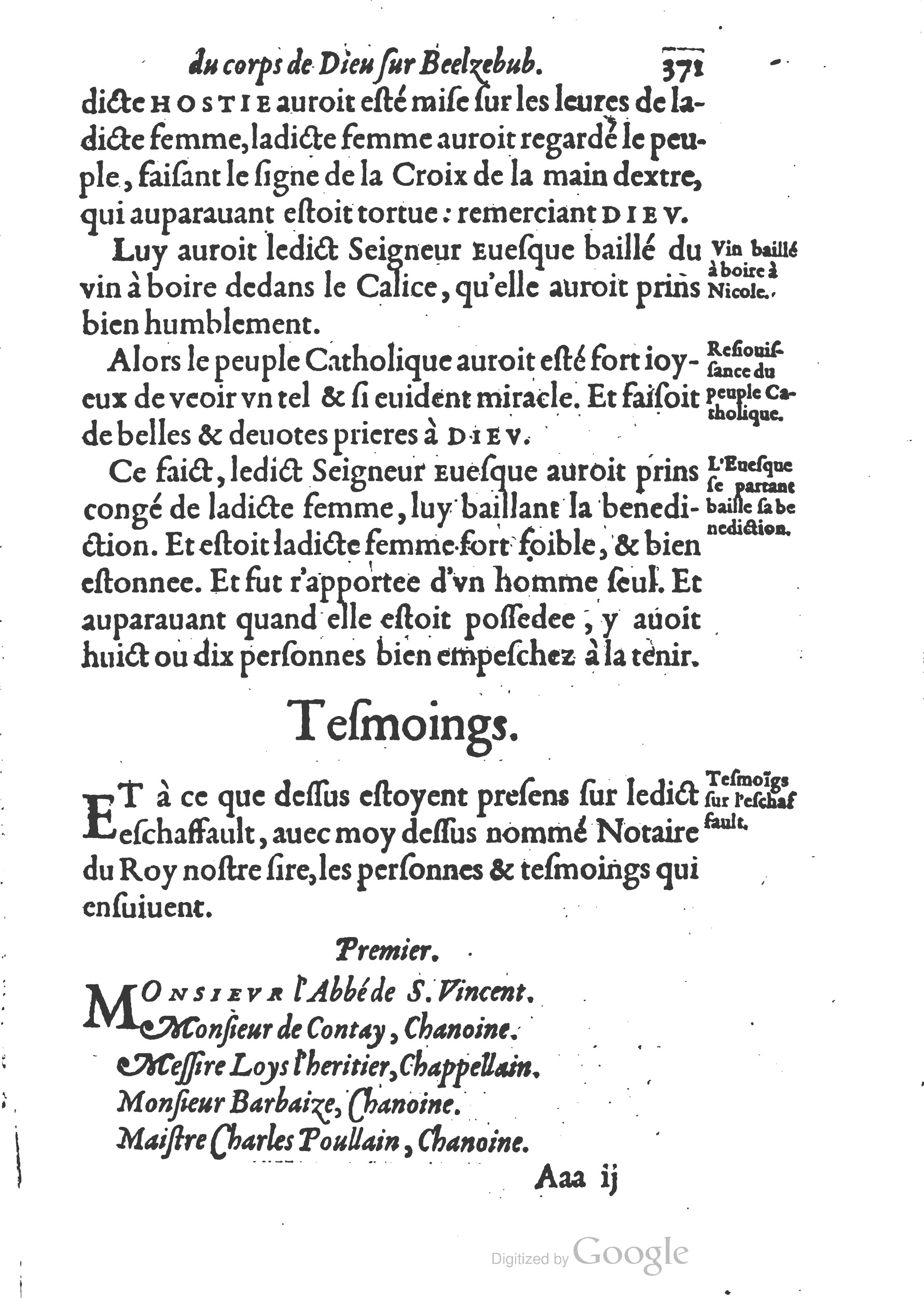 1578 - Nicolas Chesneau - Trésor et entière histoire de la triomphante victoire du corps de Dieu sur l’esprit malin - British Library