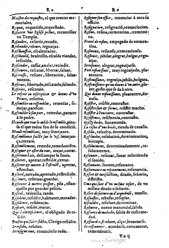 1616 - Veuve Marc Orry - Trésor des deux langues espagnole et française (Première et Seconde parties) - BM Lyon