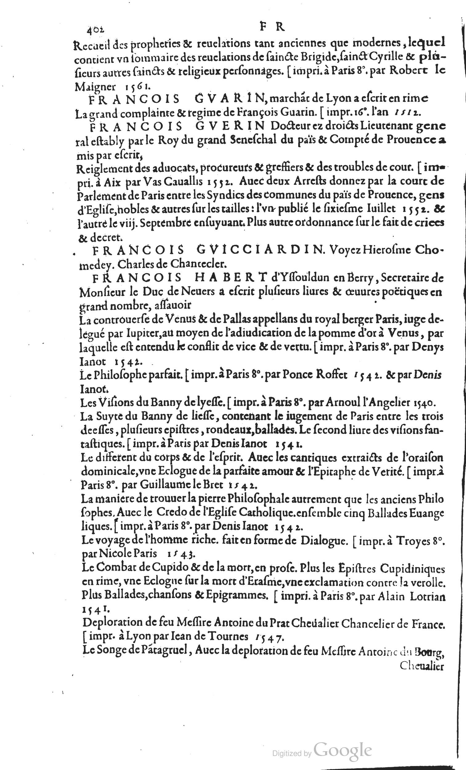 1585 - Barthélemy Honorat - Bibliothèques françaises - BSB Munich