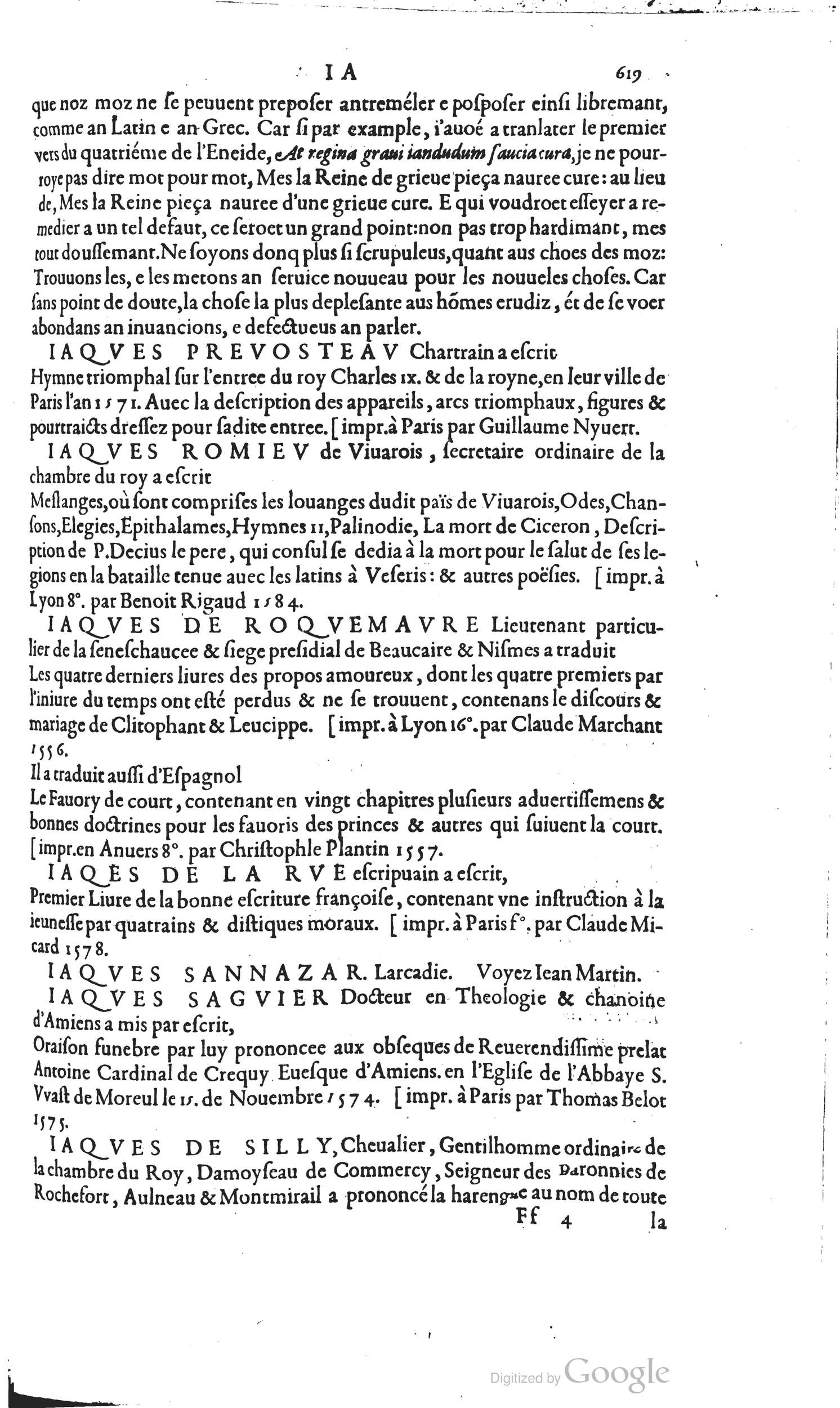 1585 - Barthélemy Honorat - Bibliothèques françaises - BSB Munich