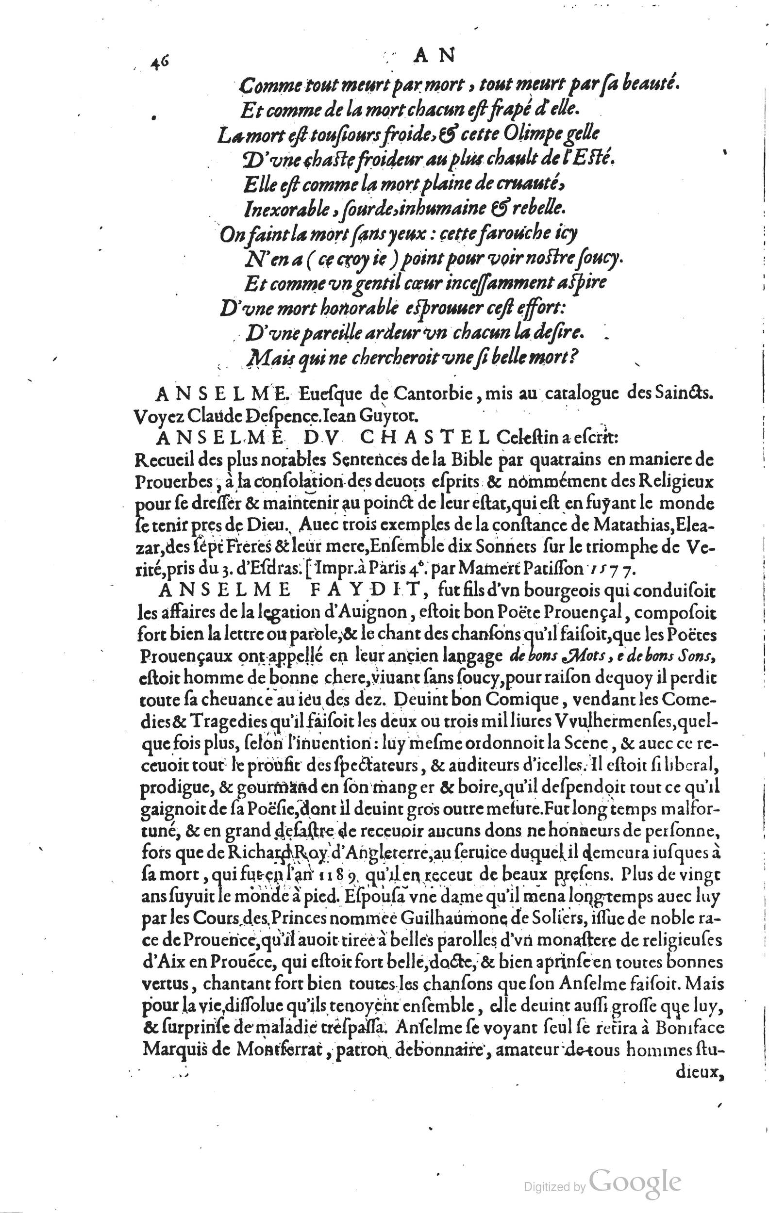 1585 - Barthélemy Honorat - Bibliothèques françaises - BSB Munich