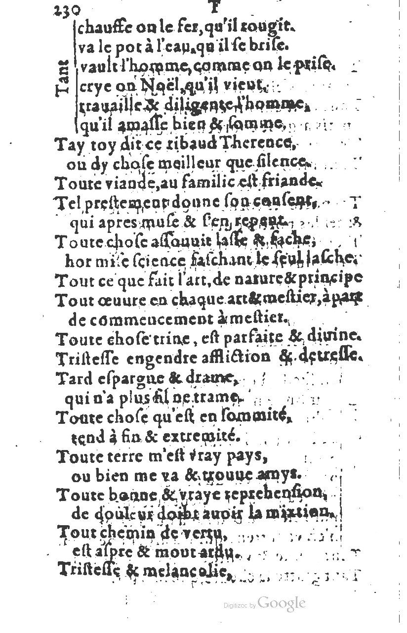 1581 - Nicolas Bonfons  - Trésor des sentences dorées - Princeton