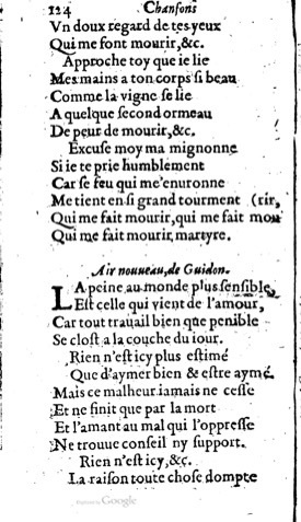 1623 - Jacques Cailloüé - Trésor ou recueil des chansons amoureuses - British Library