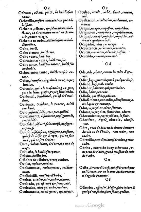 1621 - Adrian Tiffaine - Trésor des deux langues espagnole et française - BM Lyon