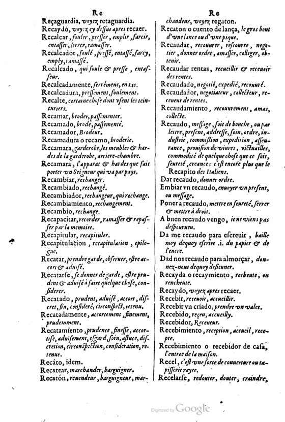 1621 - Adrian Tiffaine - Trésor des deux langues espagnole et française - BM Lyon