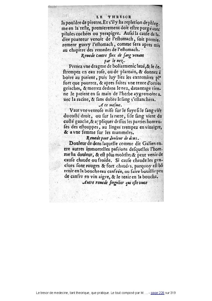 1560 - Pierre et Jan Moine - Trésor de médecine - Université Paris Cité