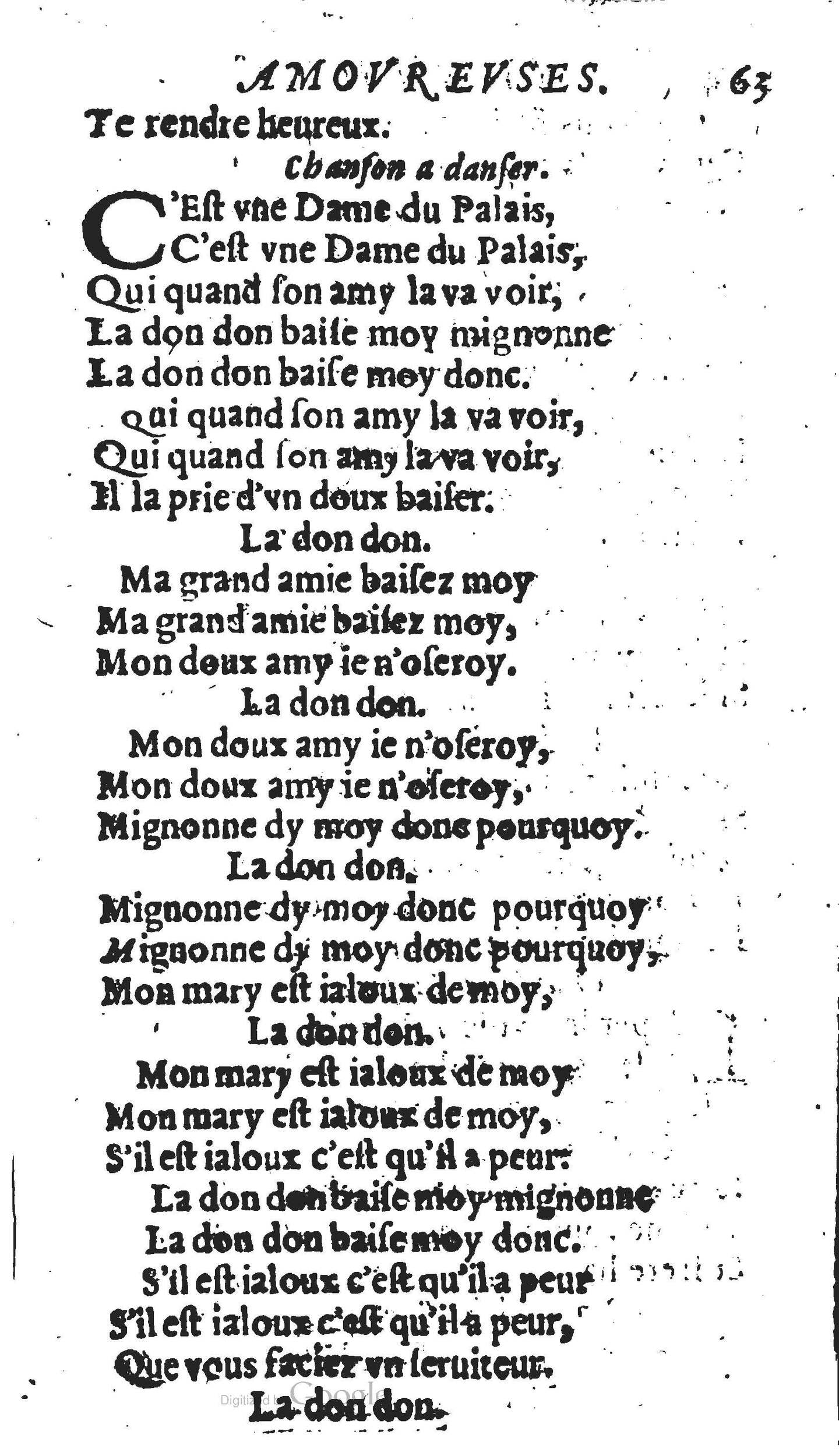 1606 - Théodore Reinsart - Trésor des chansons amoureuses recueillies des plus excellents airs de cour - Livre II - NK ČR Prague