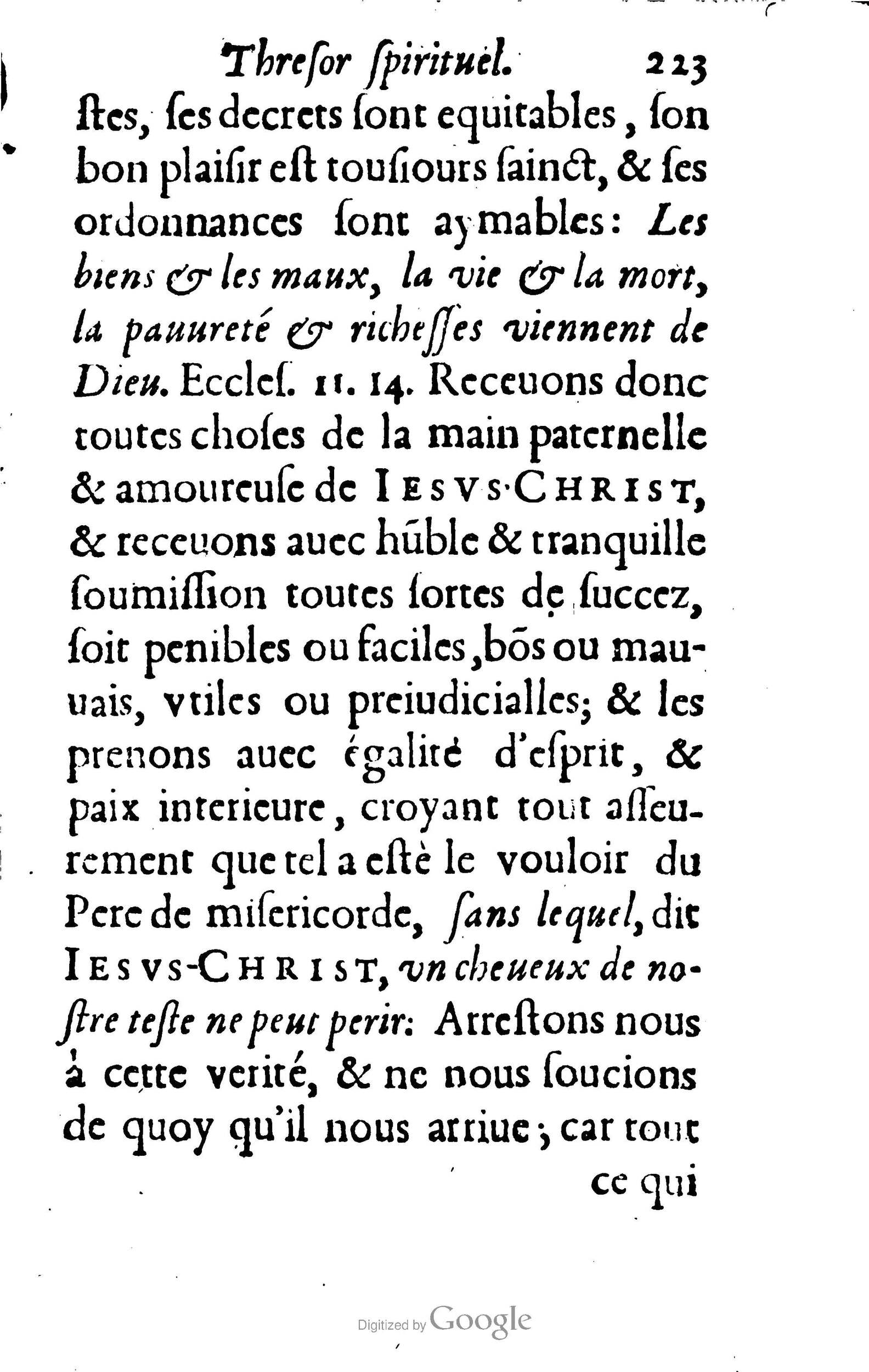 1633 - François Waudré - Trésor spirituel contenant les excellences du christianisme - BM Lyon