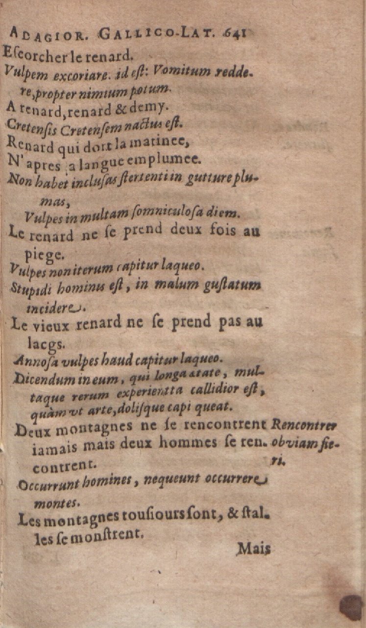 1612 - Dominicus Custos - Trésor des proverbes français  - Bibliopol-Olomuc