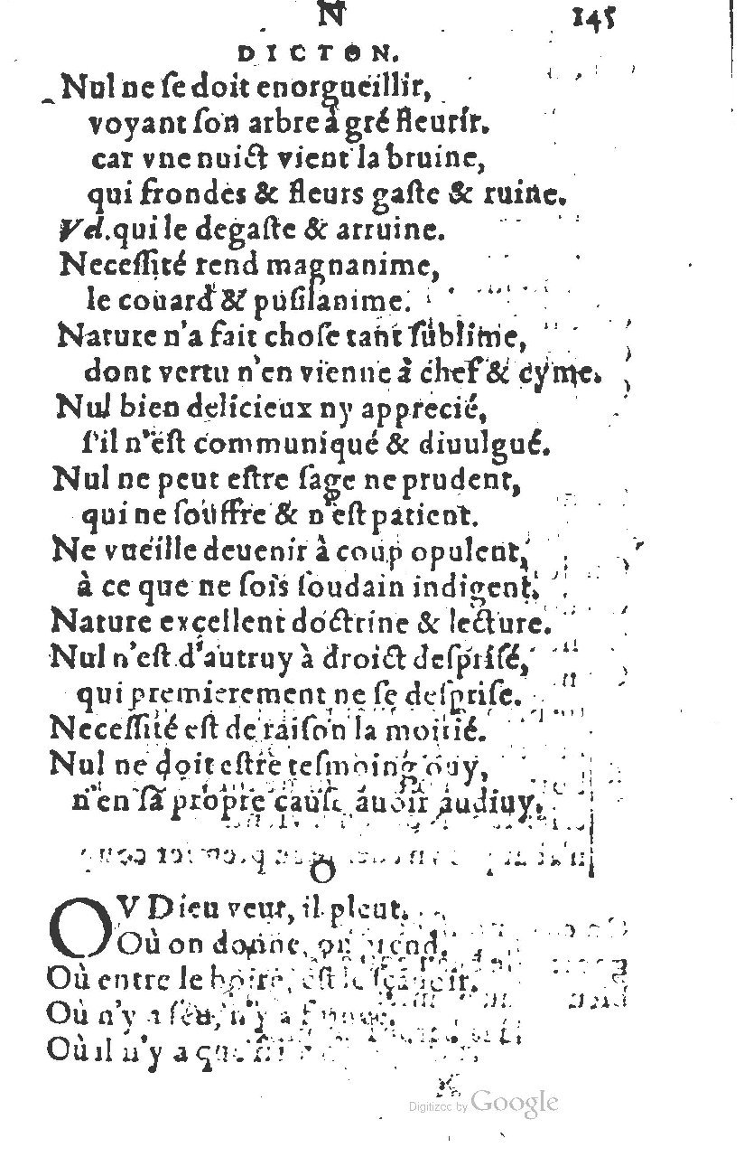 1581 - Nicolas Bonfons  - Trésor des sentences dorées - Princeton