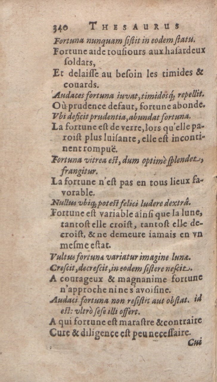 1612 - Dominicus Custos - Trésor des proverbes français  - Bibliopol-Olomuc
