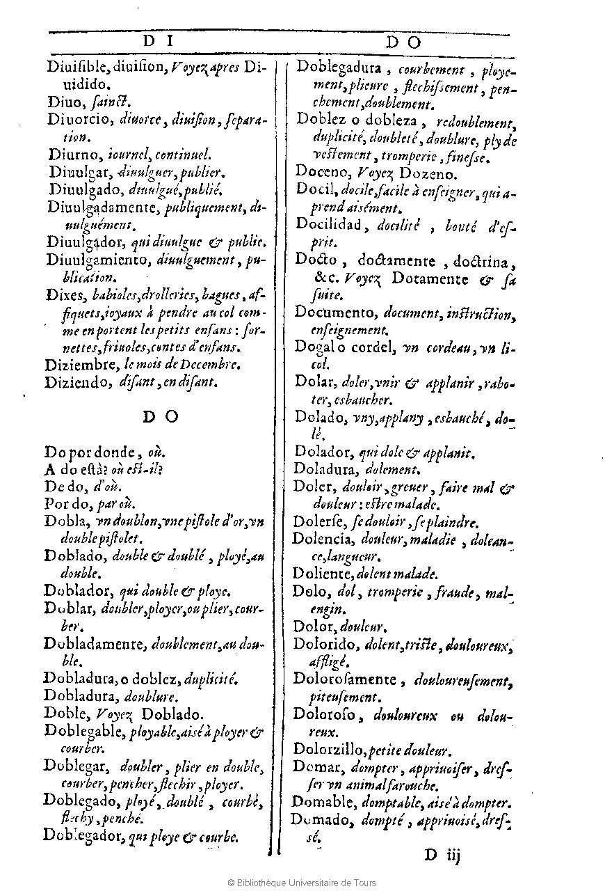 1607 - Marc Orry - Trésor des deux langues espagnole et française (Première et Seconde parties) - BU Tours