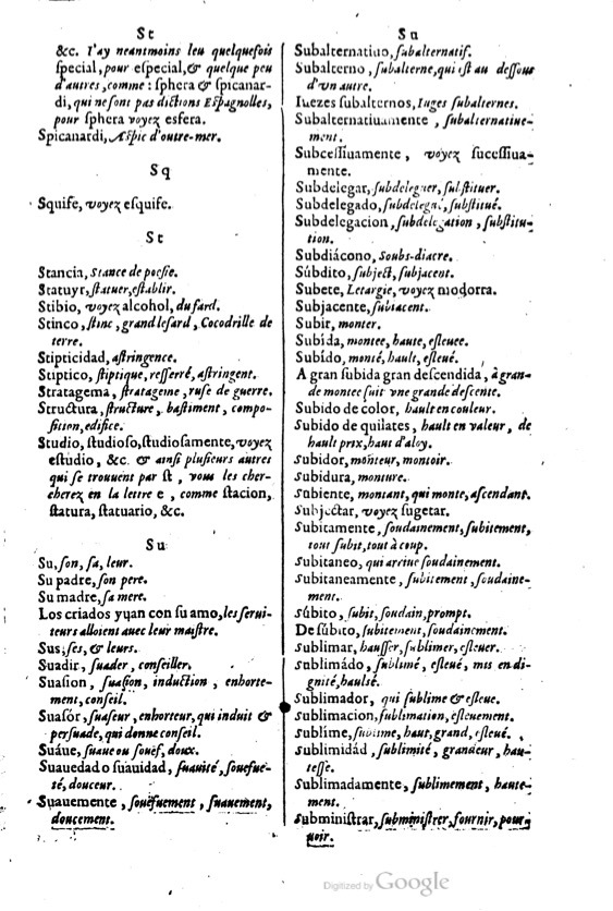 1621 - Adrian Tiffaine - Trésor des deux langues espagnole et française - BM Lyon