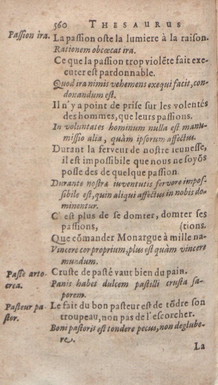 1612 - Dominicus Custos - Trésor des proverbes français  - Bibliopol-Olomuc
