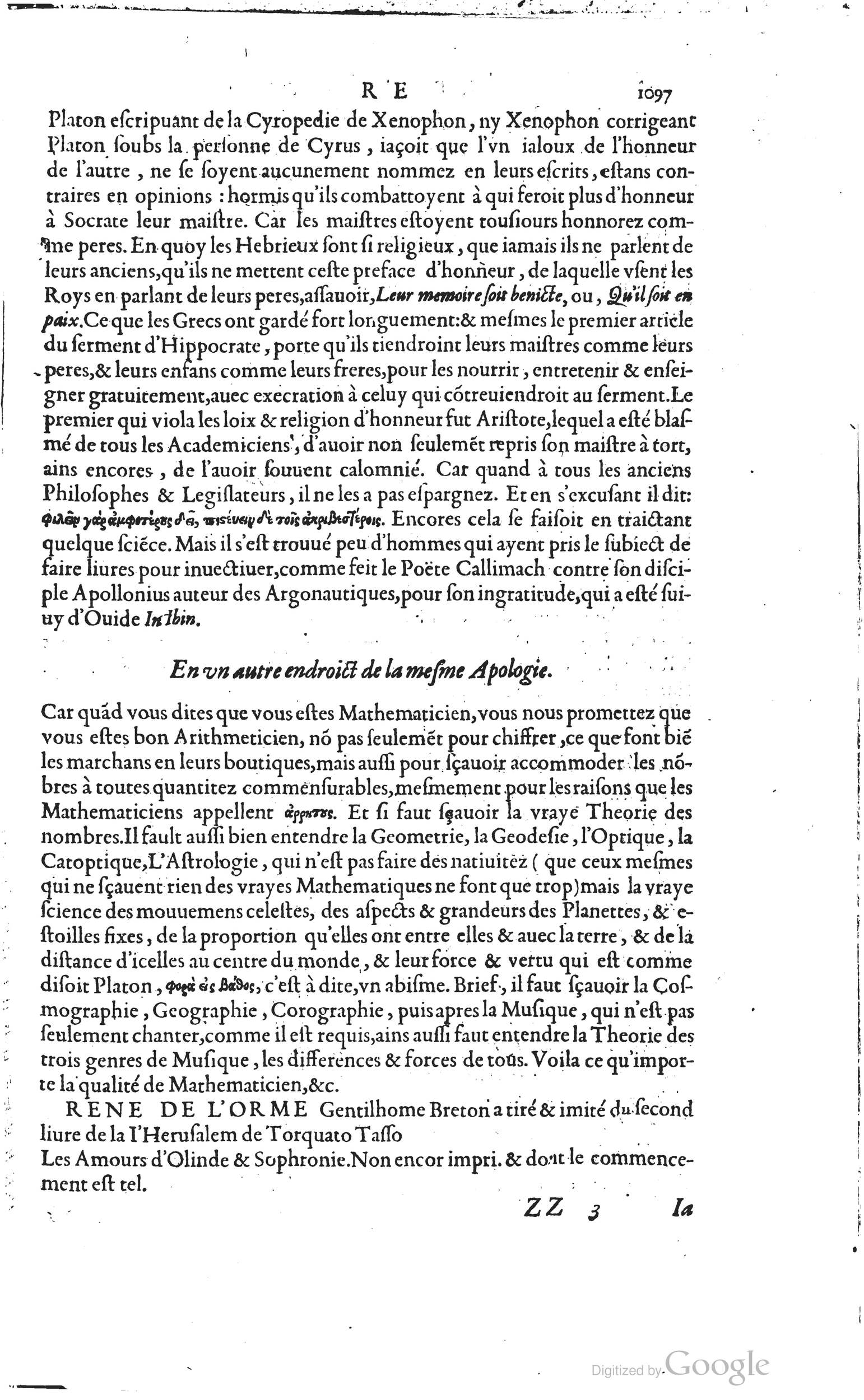 1585 - Barthélemy Honorat - Bibliothèques françaises - BSB Munich