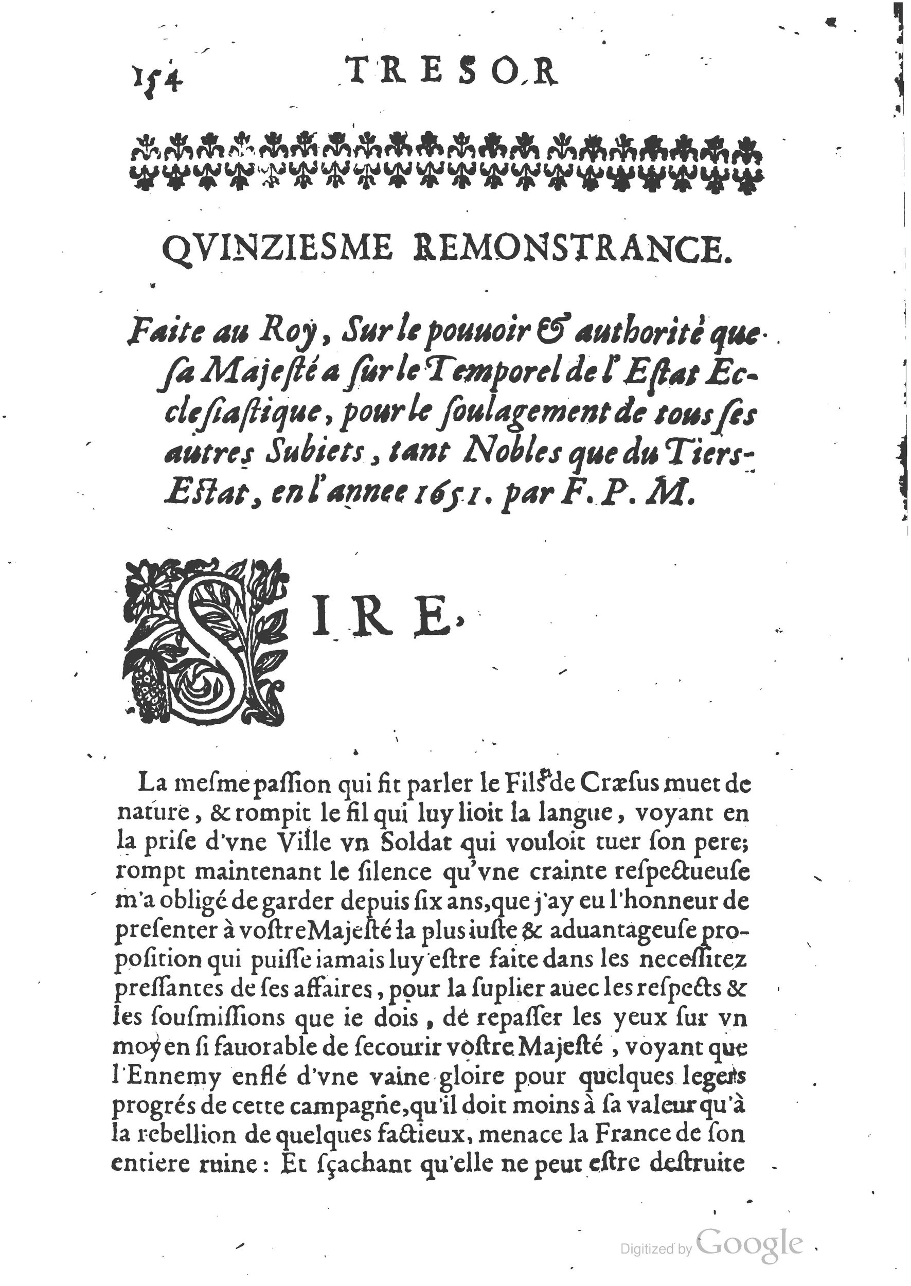 1654 - Michel Bobin - Trésor des harangues, remontrances et oraisons funèbres - BM Lyon