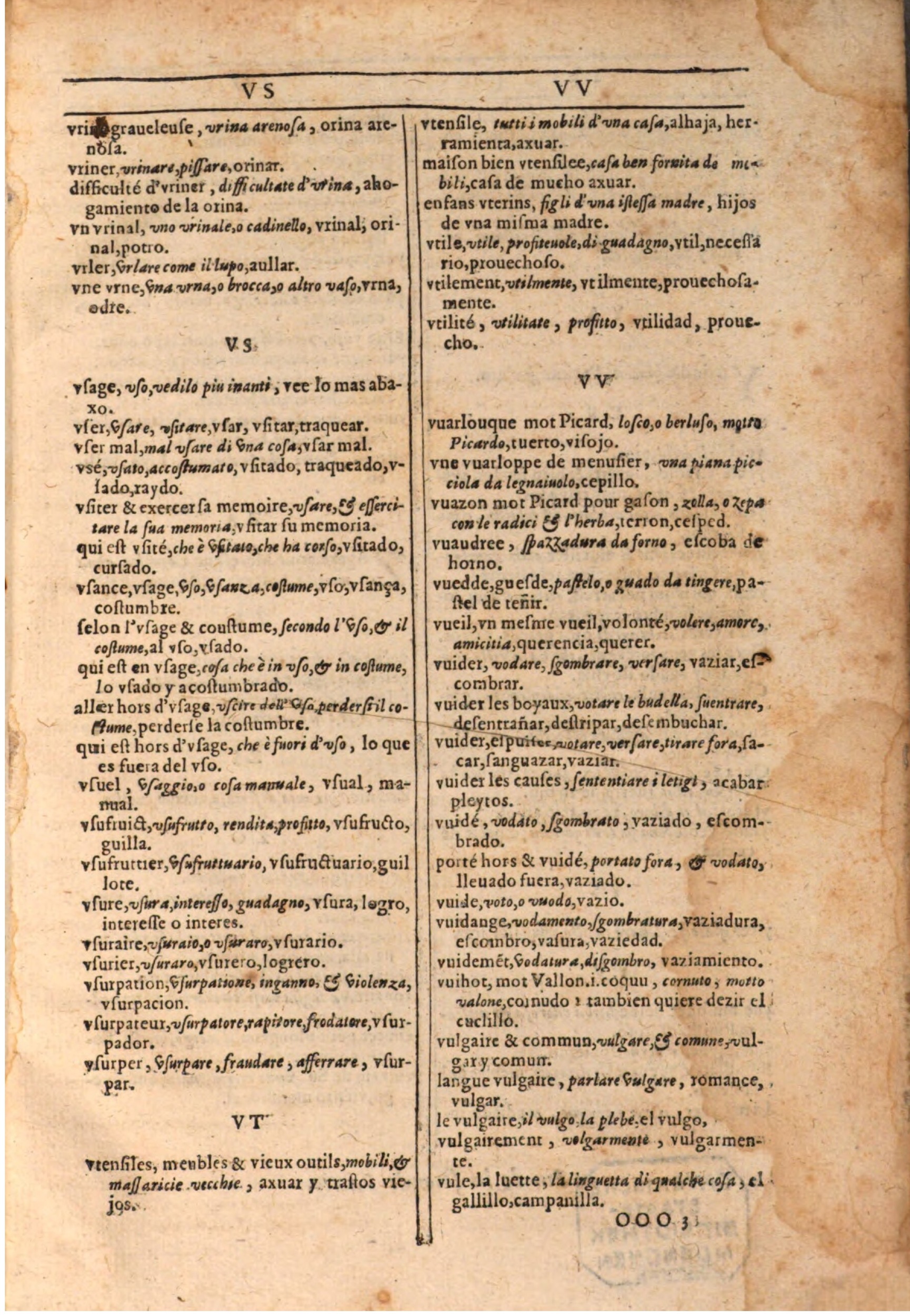 1609 - Philippe Albert et Alexandre Pernet - Trésor des trois langues française, italienne et espagnole (Seconde partie) - BSB Munich 1609 - Philippe Albert et Alexandre Pernet - Trésor des trois langues française, italienne et espagnole (Seconde partie) - BSB Munich