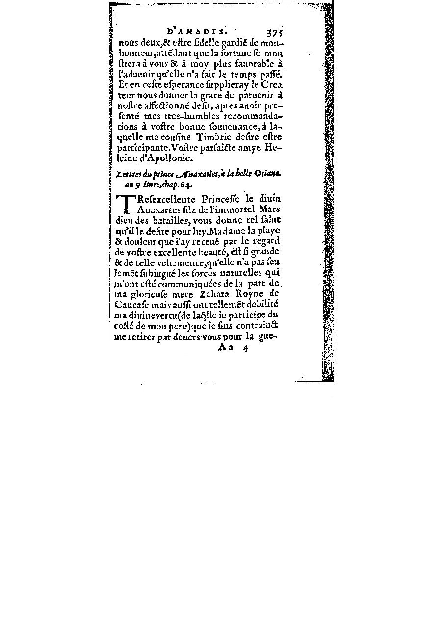1572 - Veuve Gabriel Cotier - Trésor des Amadis - BM Lyon 1572 - Veuve Gabriel Cotier - Trésor des Amadis - BM Lyon