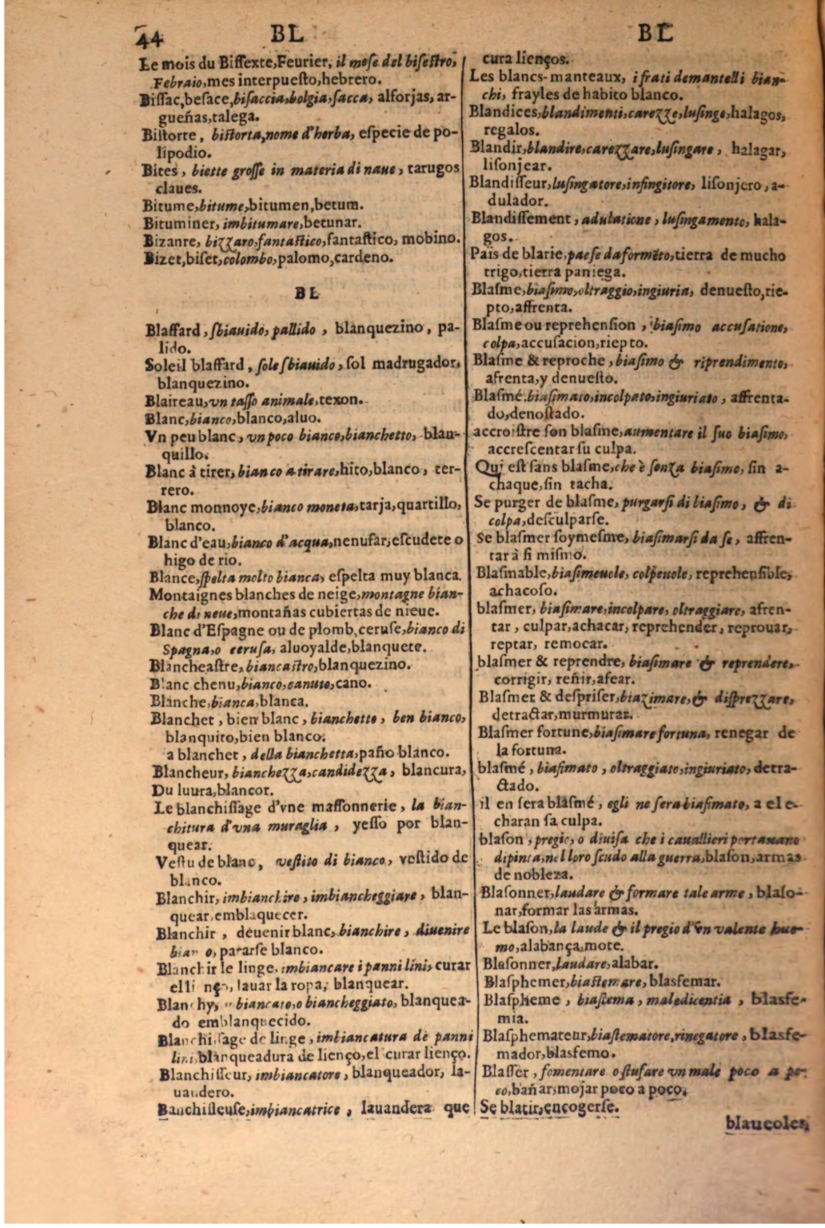 1616 - Pierre de la Rovière - Trésor des trois langues (Seconde partie) - BSB Munich